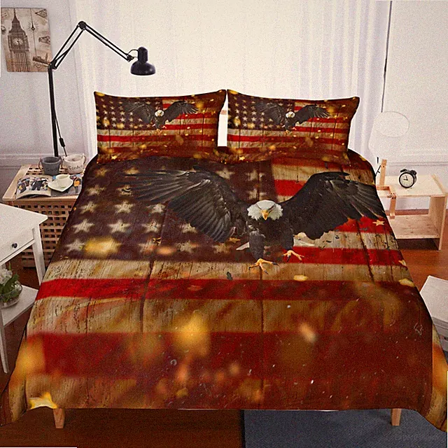 3D American Flag Eagle Quilt Cover Set Duvet Cover Bedding Pillowcases