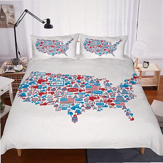 3D Map Flag Animals Envelope Pattern Quilt Cover Set Bedding Sets Pillowcases 64