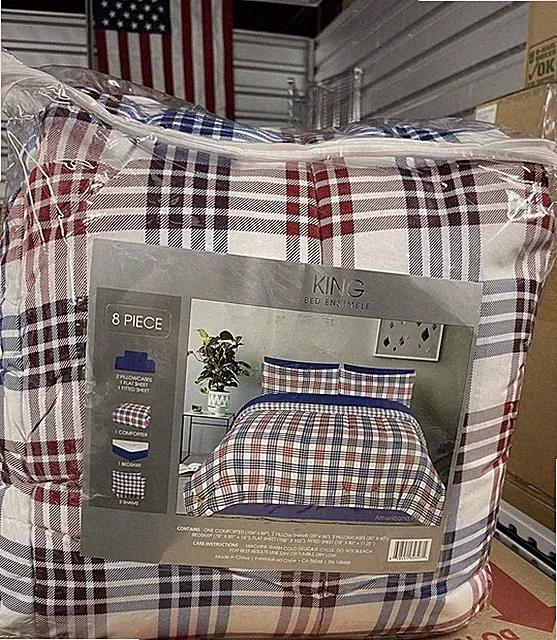 8 Piece Comforter Set - King - Americana Plaid, (148888)