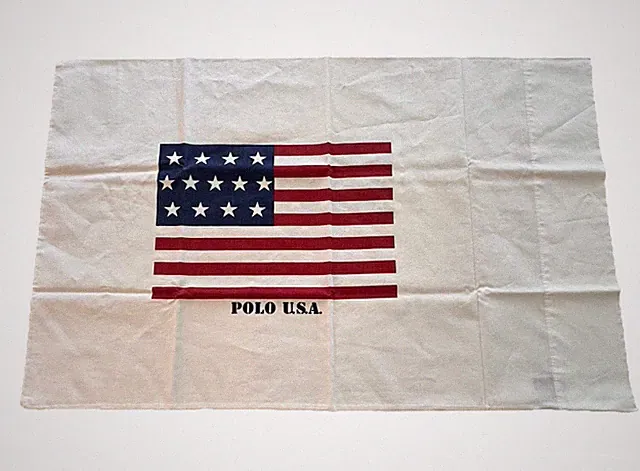 90s VTG Ralph Lauren POLO American Flag 100% Cotton Standard Pillowcases (2) USA