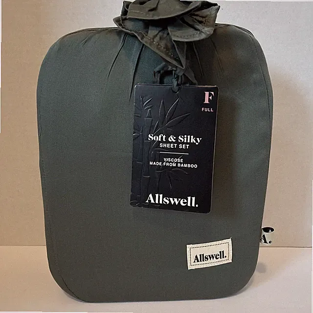 Allswell Soft & Silky 4 Piece Flag Stone Green Viscose Bamboo Sheet Set Full Sz