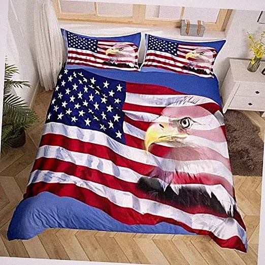 American Flag Bedding Set Bald Full(1 duvet cover+ 2 pillow shams) Jcx24259