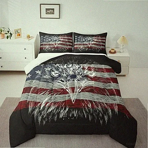 American Flag Comforter Set Size, Eagle Bird Animal Twin Eagle American Flag