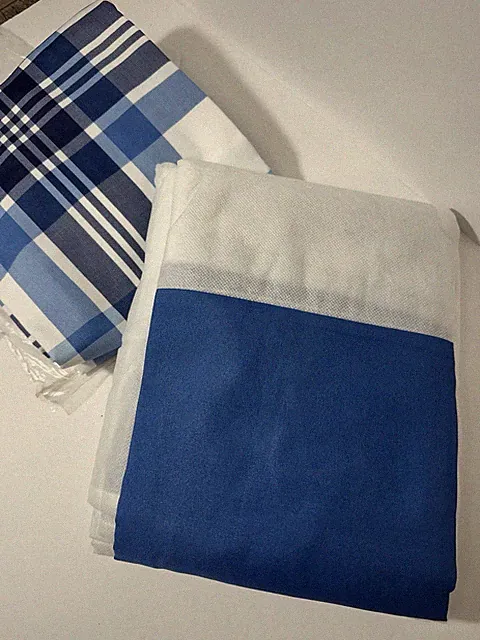 Blue Plaid King Sized Pillow Shams And Bedskirt Set Americana