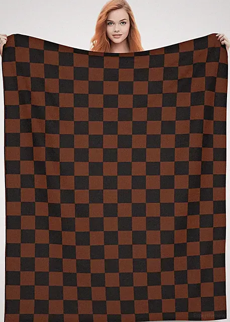 Brown Black Checkered Chessboard Flag Blanket,Throw Blanket Lightweight Soft Fla