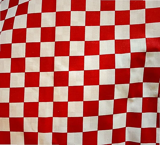 Checkered White & Red Racing Flag Poly Cotton Polyester Fabric 60” Width / Yard
