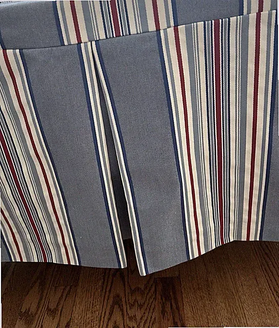 Custom Twin Designer Striped Lake/Beach House, 16" Drop-Fully Lined Bedskirt