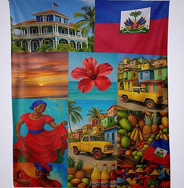 Haitian Flag Blanket Multicolor | Cozy Throw Blanket | Haiti Pride Gift | Soft