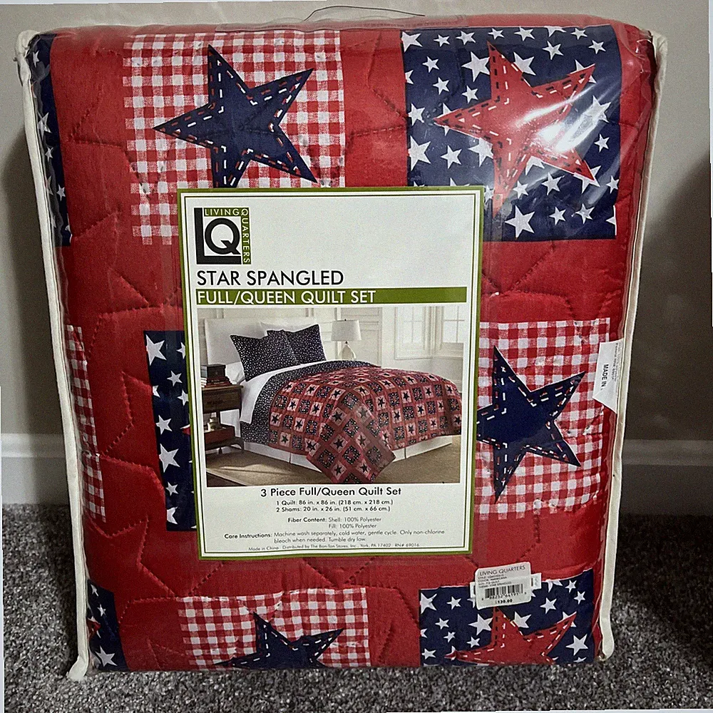 Living Quarters STAR SPANGLED Quilt Full Queen BRAND NEW