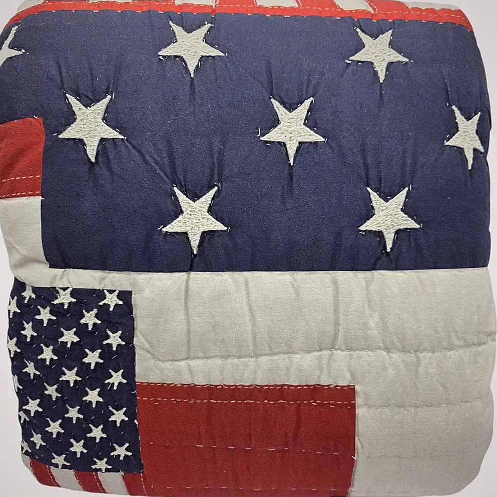 Pottery Barn American Flag Quilt Full Queen Reversible Patriotic USA NEW