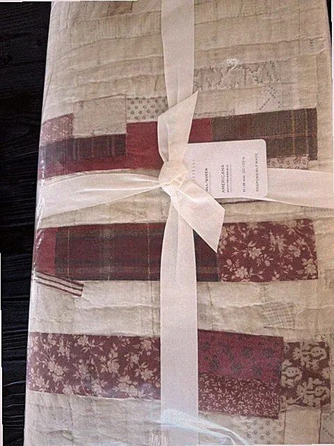 Pottery Barn Full/Queen Americana Patchwork Flag Quilt 88x92 Cotton New In Pkg