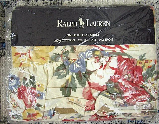 Ralph Lauren DYLAN'S GROVE Floral & American Flags FULL FLAT Sheet NEW NIP