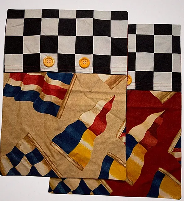 Set of 2 Handmade Decorative Pillowcases Nautical Sailing Flags 20.5 x 15