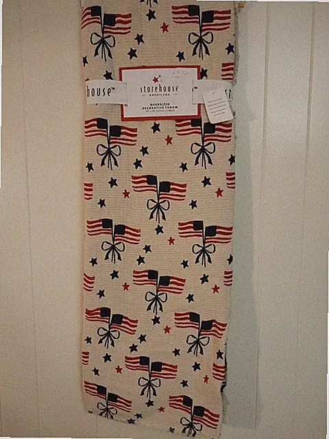 Storehouse Americana Throw Blanket Stars USA Flag Patriotic NWT 50x70