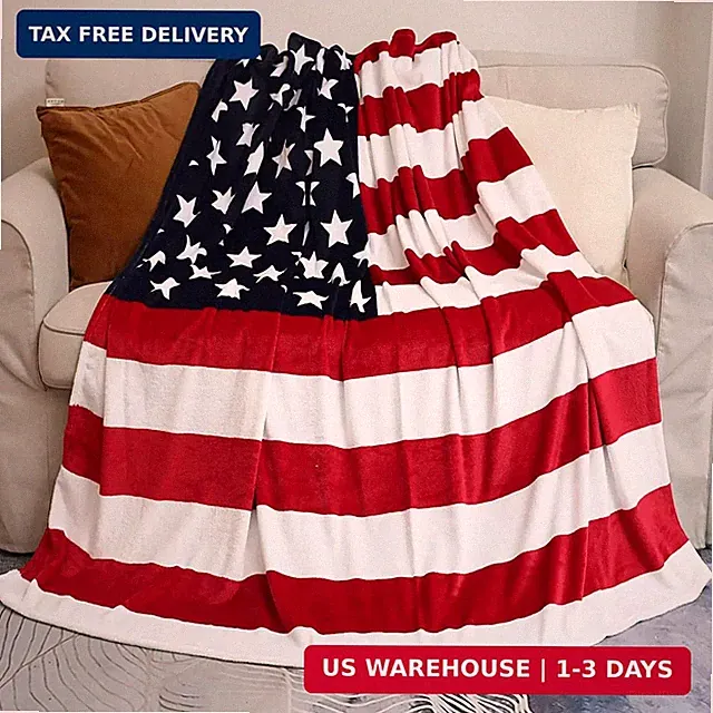Sviuse American Flag Blanket, Twin Size USA Throw, Red White and Blue USA Flag B