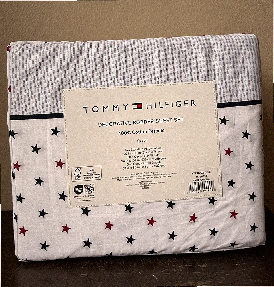 Tommy Hilfiger Americana Queen Sheet Set New Stars Stripes Cotton Percale