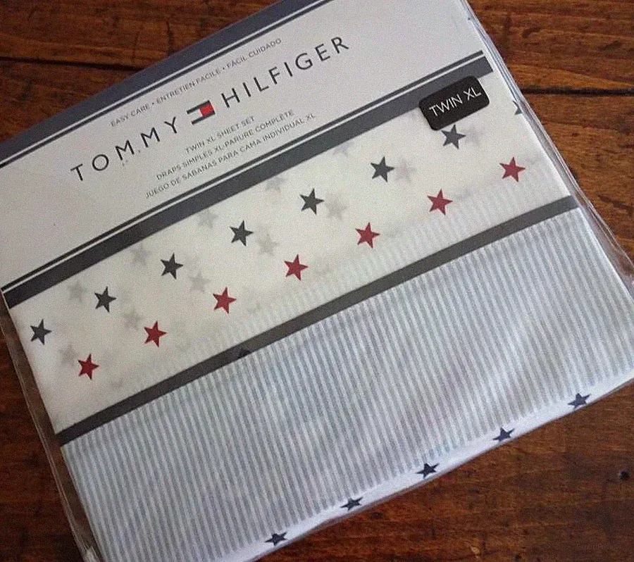 TOMMY HILFIGER PATRIOTIC Red White Blue STARS TWIN XL Dorm SHEET SET