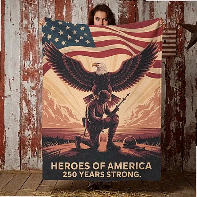 USA 250th Anniversary Blanket Patriotic American Flag Celebration