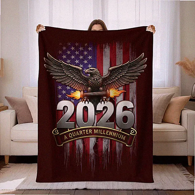 USA Flag 250th Anniversary Blanket Patriotic American Throw