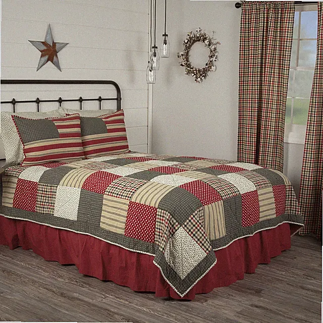 Victory Americana King 4 Pc Quilt Set-Patchwork Quilted Bedspread +Shams+ Skirt