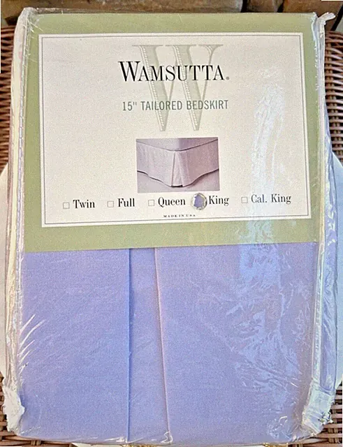 Vintage Wamsutta 15" Tailored Bed Skirt KING SIZE Iris Lavender Cotton Poly USA