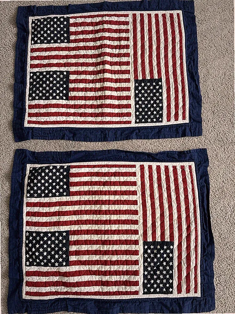 Vtg Tommy Hilfiger Quilted Flag Shams