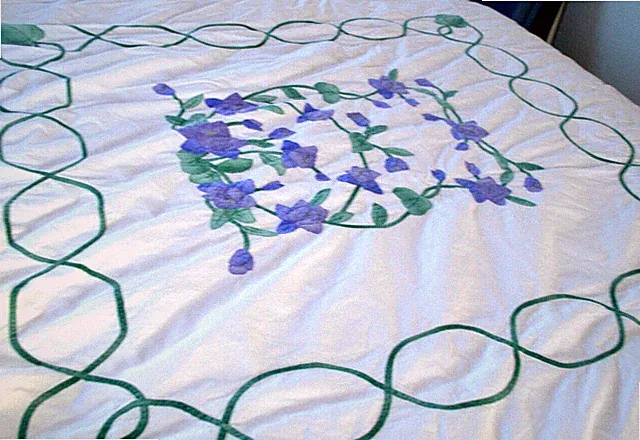 VTG TWIN DUVET COVER WHITE PURPLE FLOWERS APPLIQUE IRIS Crisp Cotton VGC L26